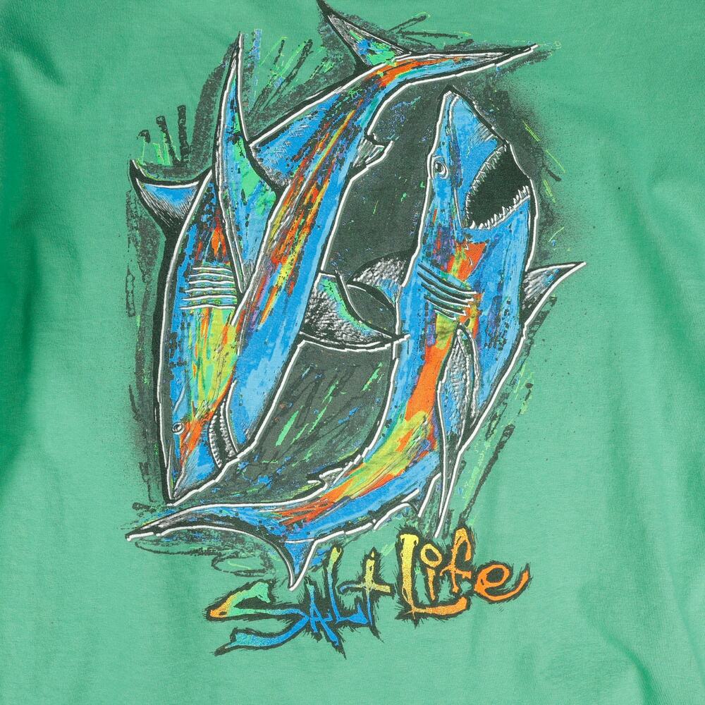 Salt Life Mens XL Long Sleeve Graphic Shirt Sharks Green